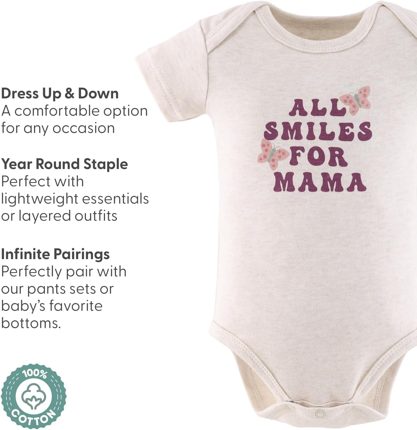 Baby Girl Short Sleeve Bodysuits - Newborn 0-24 Months Baby Clothes - 100% Cotton Outfits - Rainbow Safari