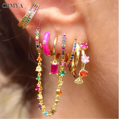 Dainty CZ Double Piercings Two Holes Small Hoop Cuff Cartilage Hypoallergenic Earrings for Women 925 Sterling Silver Post Cubic Zirconia Chain Threader Dangle Drop Crystal Climber Crawler Wrap Dainty Huggie Hoops Fashion Piercing Jewelry Gifts 1 Pair