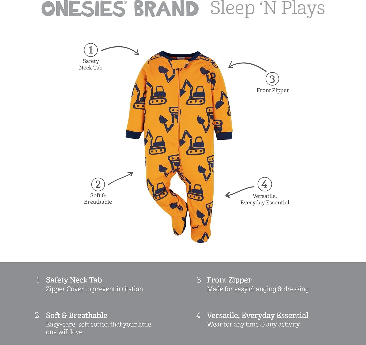 Baby Boys' 4-Pack Sleep 'N Play Footies