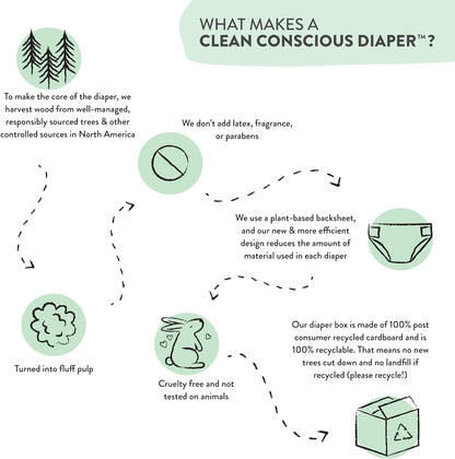 Clean Conscious Diapers for Sensitive Skin | Hypoallergenic, Fragrance Free | Gender Neutral Prints | Club Box, Size 1 (8-14 Lbs), 78 Count