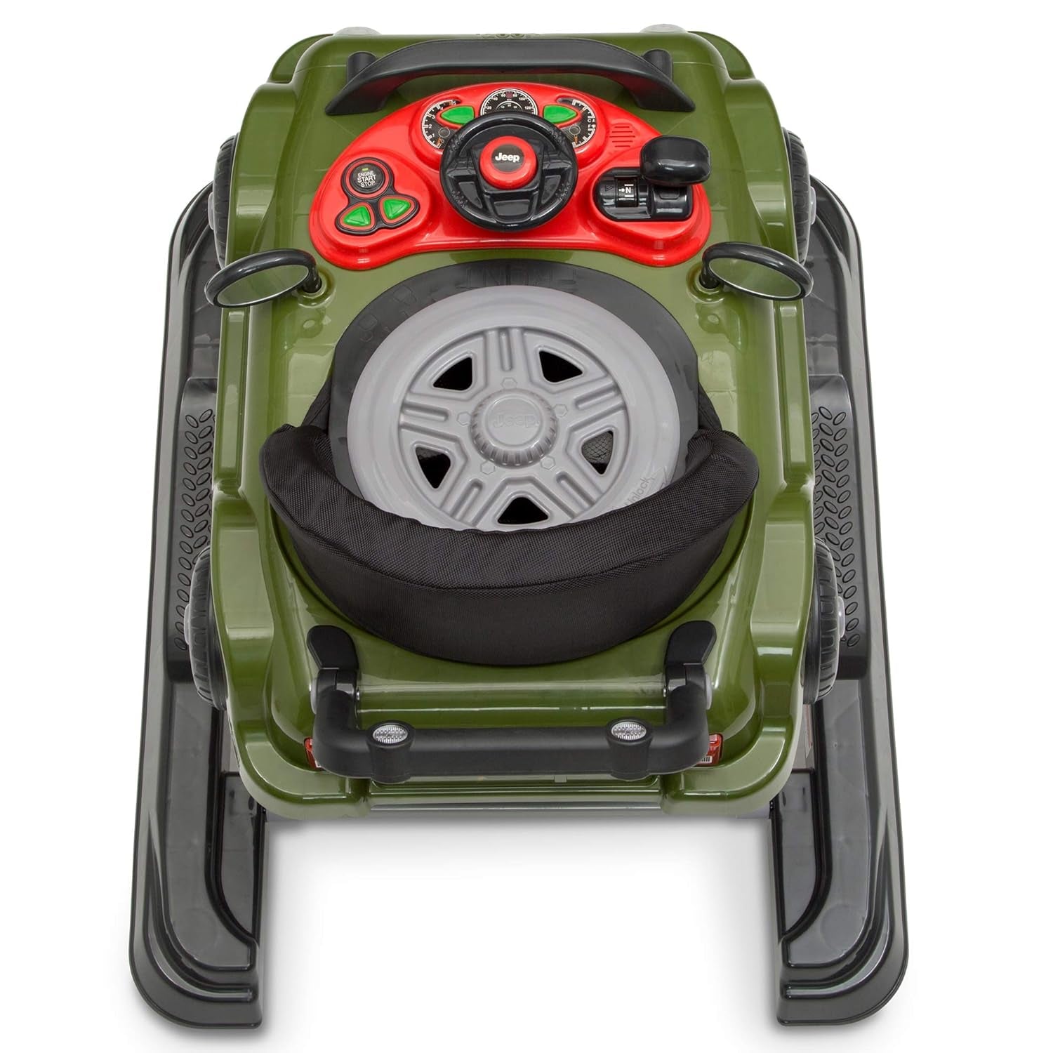 Jeep Classic Wrangler 3-In-1 Grow with Me Activity Walker - Features Music, Lights, Removable Play Tray, Push Walker Mode, Converts into Rolling Car Toy, Anniversary Green
