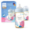 Philips  PPSU Natural Baby Bottles with Medium Flow Nipples (Flow 3), 9Oz, with Decoration, 2-Pack, SCY943/02