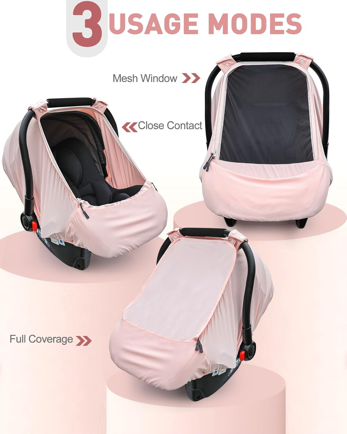 Baby Car Seat Cover,Sunproof Car Seat Canopy for Babies,Baby Girl Car Seat Cover, Baby Car Seat Sun Shade Cover, Infant Carseat Covers for Summer/Spring Use(Pink)