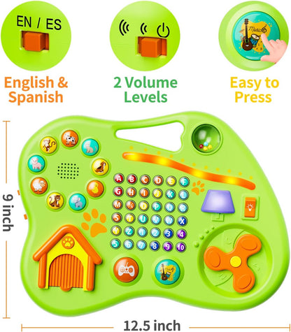 9-In-1 Bilingual Educational Toy for 1 Year Old Girl Boy, Montessori Musical Toys for Toddlers 1-3, Learning Baby Toy 6-12-18 Month Age, First Christmas 1St Birthday Gifts for 1-2 Year Old