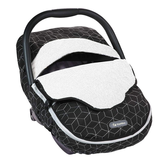 Baby Car Seat Cover Winter Carseat Canopies Cover to Protect Baby from Cold Wind, Super Warm Plush Fleece Baby Carrier Cover for Infant Boys Girls (Black)