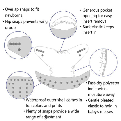 BABY 6 Pack Cloth Diaper with 12 Inserts One Size Adjustable Washable Reusable Diaper Cover for Baby Girls and Boys