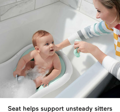 Baby to Toddler Bath 4-In-1 Sling ‘N Seat Tub with Removable Infant Support and 2 Toys, Climbing Leaves