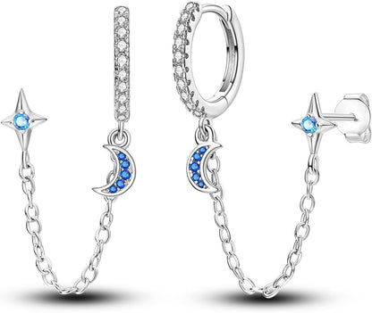 925 Sterling Silver Post Stud Earring Dangle CZ Flat Back Earrings for Women Cubic Zirconia Cartilage Hypoallergenic Cute Small Helix Piercing Earrings Jewelry