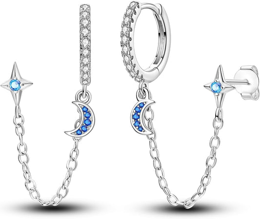 925 Sterling Silver Post Stud Earring Dangle CZ Flat Back Earrings for Women Cubic Zirconia Cartilage Hypoallergenic Cute Small Helix Piercing Earrings Jewelry
