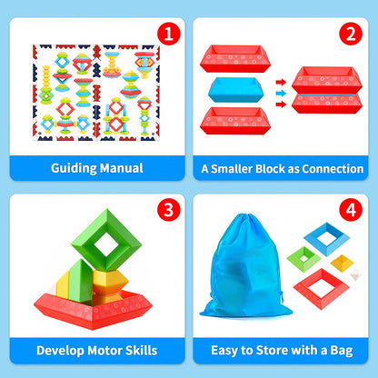 Montessori Toys for 1 2 3 4 5 Year Old Boys Girls Toddlers Preschool Learning Activities 30Pcs Building Blocks Stacking Educational Toys STEM Sensory Toys Gifts for Kids Age 1-2 2-4