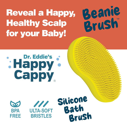 Beanie Brush - Cradle Cap Brush for Babies, Dry Skin Care, Gentle Exfoliating Baby Scalp Scrubber for Bathing, Helps Dandruff and Flakes, Food Grade Silicone, BPA Free