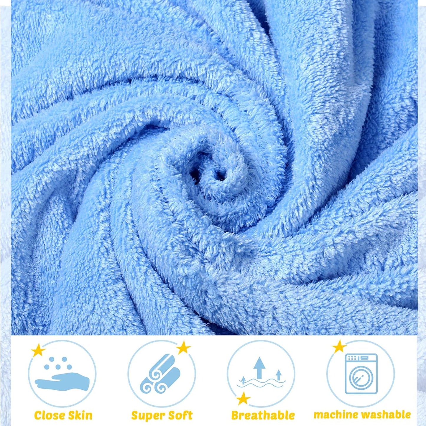 6 Pack Baby Bath Towel, Coral Fleece Soft Absorbent Hooded Towel for Newborns, Toddlers, and Kids, 30 X 30 Inch