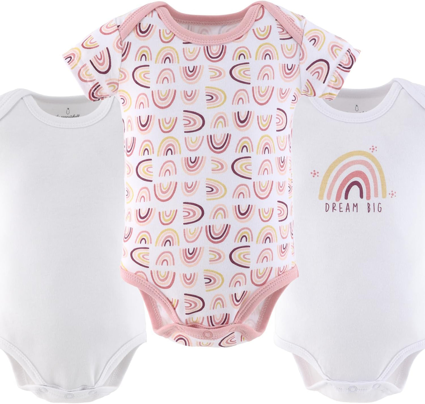 Baby Girl Short Sleeve Bodysuits - Newborn 0-24 Months Baby Clothes - 100% Cotton Outfits - Rainbow Safari