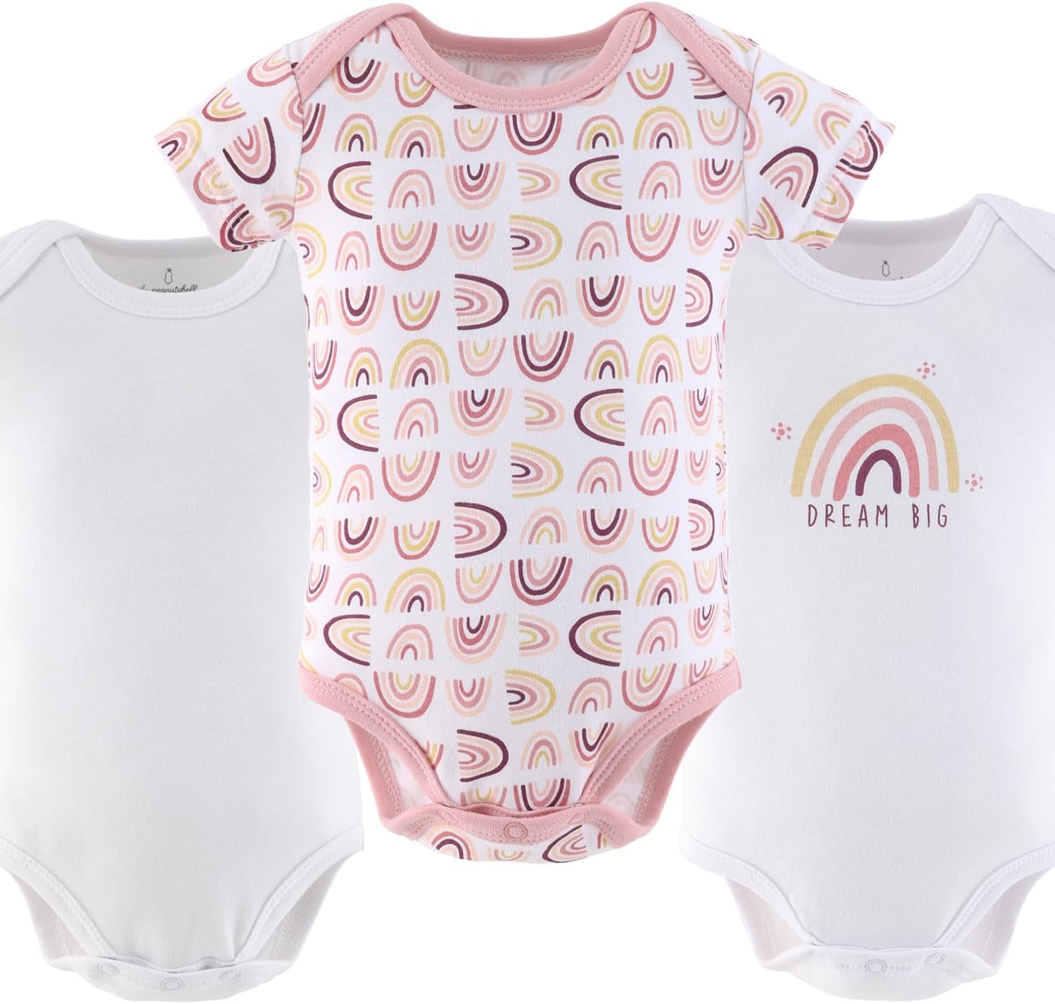 Baby Girl Short Sleeve Bodysuits - Newborn 0-24 Months Baby Clothes - 100% Cotton Outfits - Rainbow Safari