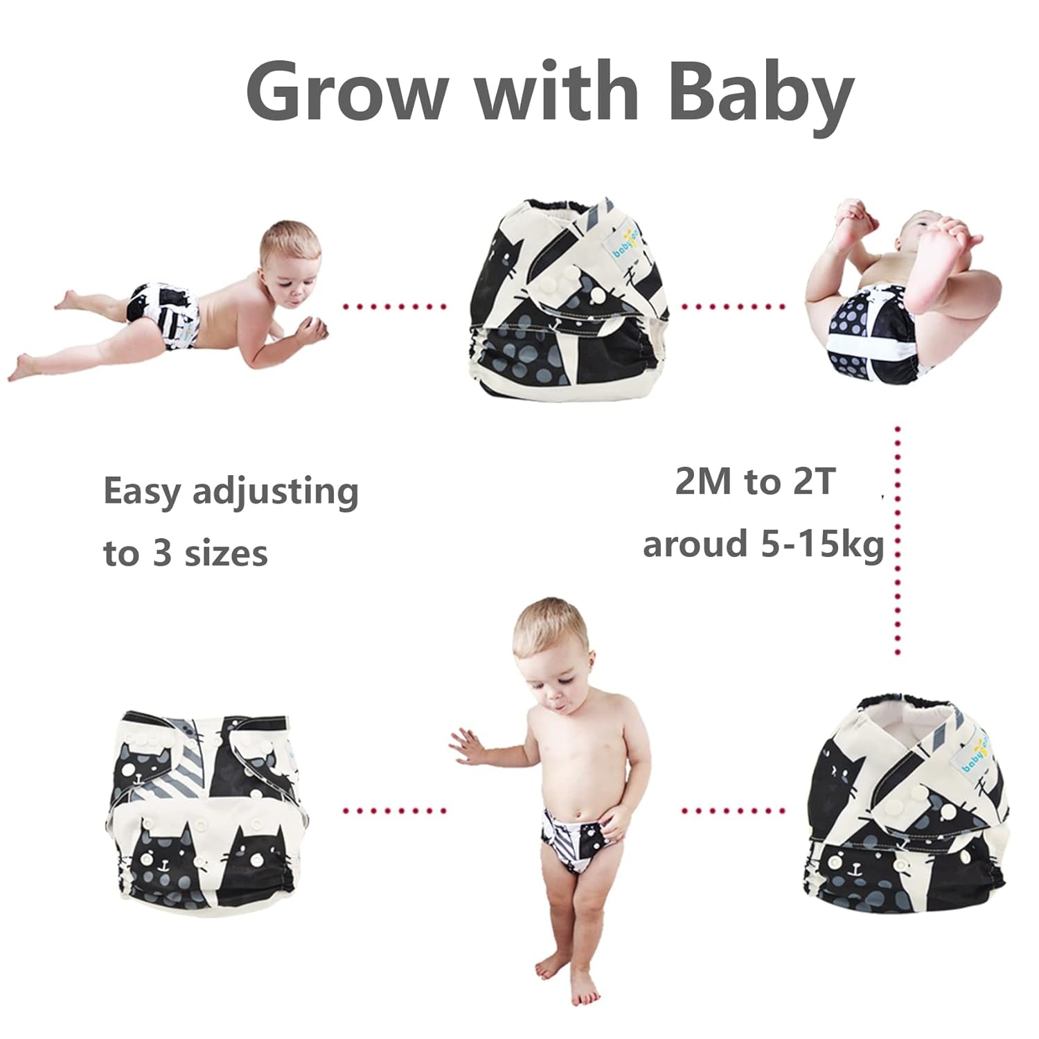 Reusable Cloth Diapers 6 Pack+6Pcs Rayon from Bamboo Inserts+Wet Bag, One Size Adjustable Washable Pocket Nappy Covers for Baby Girls and Boys 6FG38