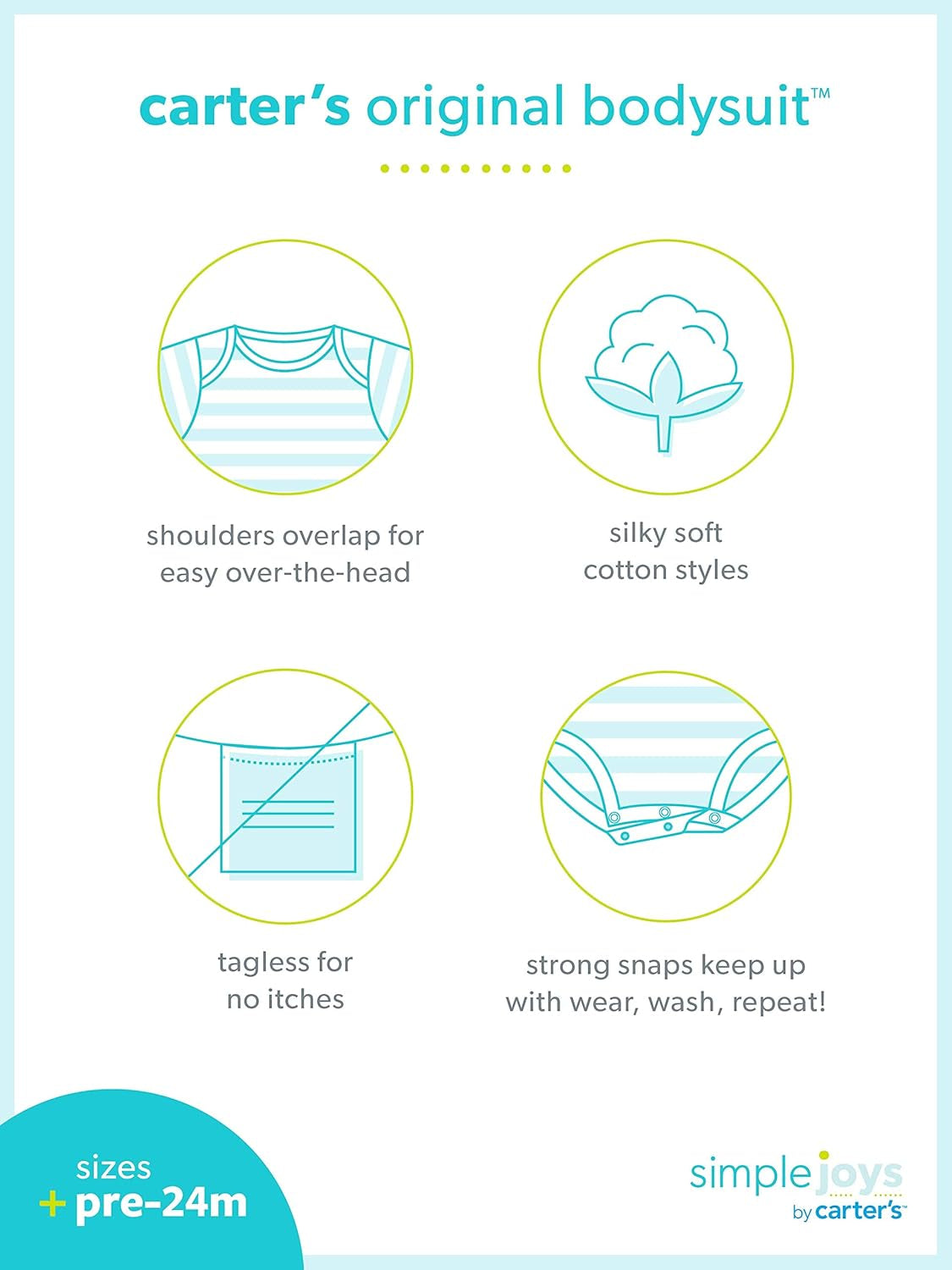Unisex-Baby 4-Pack Side Snap Bodysuit